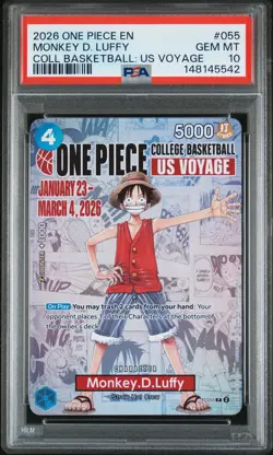 One Piece PSA 10 Monkey D Luffy Promo 2026 P-055 College Basketball English - Image 1