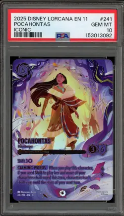 Disney Lorcana Pocahontas Peacekeeper Winterspell Iconic #241 PSA 10 Gem Mint - Image 1