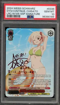 Weiss Schwarz Days That'll Continue On Chisato SSP Sig. LRC/W105-E036SSP PSA 10 - Image 1