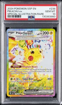 2024 POKEMON SSP EN-SURGING SPARKS SPECIAL ILLUSTRATION RARE PIKACHU EX PSA 10 - Image 1