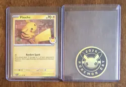 2026 Pikachu 051/162 Pokemon Day 30th Anniversary Stamped Promo TCG Plus Coin - Image 1