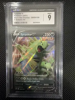2021 Pokemon Sword & Shield Black Star Promo Tyranitar V #SWSH109 PSA MINT 9 - Image 1