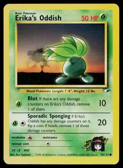 Pokemon Card Gym Heroes Erika's Oddish 78/132 Unlimited Common - Image 1