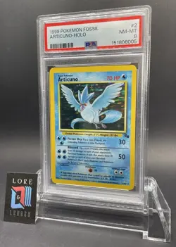 1999 Pokemon Fossil Articuno Rare Holo #2 NM-MT PSA 8 - Image 1