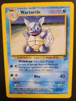 Wartortle 63/130 Base Set 2 Uncommon Vintage Pokemon Card WOTC TCG English LP - Image 1