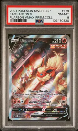 2021 POKEMON SWSH BLACK STAR PROMO #179 FULL ART/FLAREON V PSA 8 - Image 1