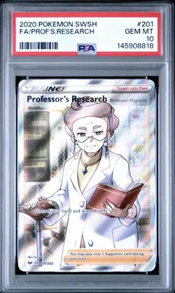 PROFESSORS RESEARCH FULL ART 2020 POKEMON SWORD & SHIELD 201 TRAINER PSA 10 GEM - Image 1