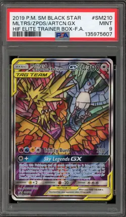 Pokemon Moltres & Zapdos & Articuno GX Hidden Fates ETB FA Promo SM210 PSA 9 - Image 1