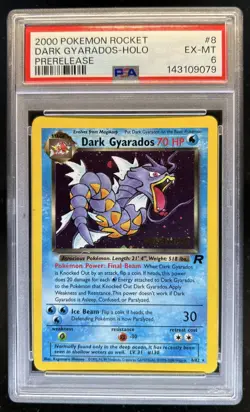 2000 Pokemon Team Rocket Dark Gyarados Holo Prerelease #8/82 PSA 6 - Image 1