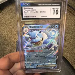Blastoise ex CGC 10 GEM MINT 2023 Pokemon 151 #009/165 Holo 🔥 PSA 10 Potential - Image 2