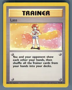 Lass 75/102 - Base Set Moderate Play Pokemon Trainer Card 2000 - Image 1