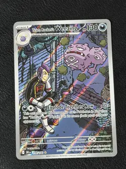 Team Rocket's Weezing 199/182 Illustration Rare Holo Destined Rivals Pokemon NM - Image 1