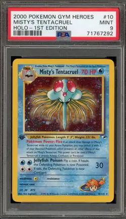 Pokemon Misty's Tentacruel Gym Heroes 1st Edition Holo Rare #10 PSA 9 Mint - Image 1