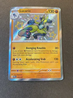 Pokemon TCG Lucario Paldean Fates Shiny Rare Holo #174/091 NM - Image 2