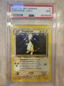 2000 Pokemon Neo Genesis Holo Ampharos PSA 9 Mint - Image 1