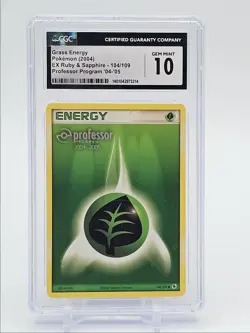 GRASS ENERGY 2004 POKEMON EX R & S PROFESSOR PROGRAM '04-'05 CGC 10 - Image 1