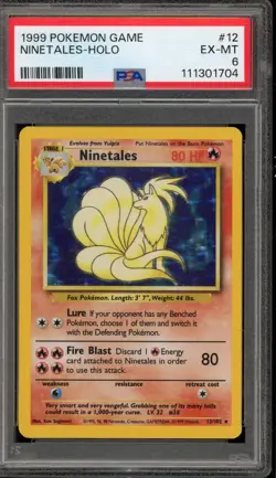 Pokemon Ninetales Base Set Unlimited Holo Rare #12 PSA 6 - Image 1