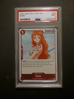 One Piece Card Game TCG Romance Dawn Nami OP01-016 Rare PreErrata PSA 9 1st Wave - Image 1