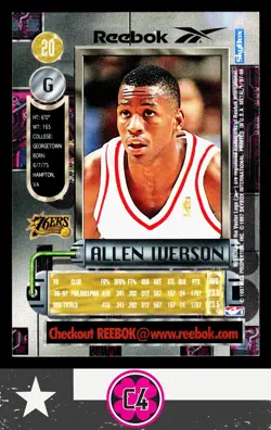 Allen Iverson 1997-98 Metal Universe Reebok Gold #20 Philadelphia 76ers - Image 2