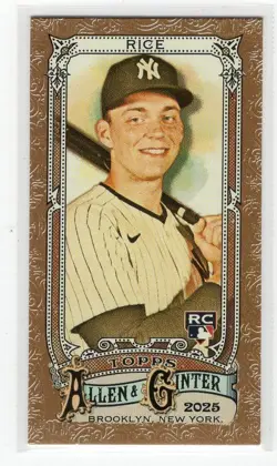 Ben Rice 2025 Topps Allen & Ginter Mini Gold Parallel RC #104 - New York Yankees - Image 1