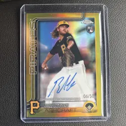2025 Topps Chrome Update Series Autographs Braxton Ashcraft #RA-BA Gold /50 - Image 1