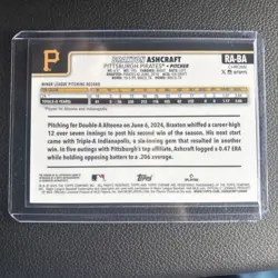 2025 Topps Chrome Update Series Autographs Braxton Ashcraft #RA-BA Gold /50 - Image 2