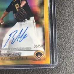 2025 Topps Chrome Update Series Autographs Braxton Ashcraft #RA-BA Gold /50 - Image 3