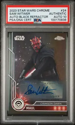 2023 Topps Chrome Star Wars Sam Witwer Black Refractor - #24 SP /10 PSA AUTO 10 - Image 1