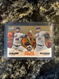 2023 Topps Series 1 - One-Two Punch Max Scherzer, Jacob deGrom #12P-15 Gold /75 - Image 1