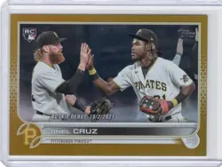 2022 Topps Update Series - Rookie Debut Oneil Cruz #US113 Gold Foil (RC) - Image 1
