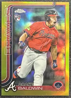 Drake Baldwin 2025 Topps Chrome Update #USC96 Gold Refractor RC /50 - Braves - Image 1