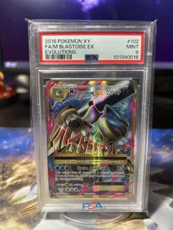 2016 POKEMON XY EVOLUTIONS #102 FULL ART/M BLASTOISE EX PSA 9 - Image 1