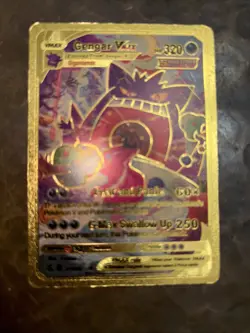 Gengar VMAX 320HP Single Strike Fear & Panic Gold Foil Fan Art Pokemon Card - Image 1
