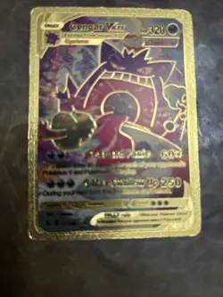 Gengar VMAX 320HP Single Strike Fear & Panic Gold Foil Fan Art Pokemon Card - Image 3