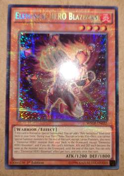 WSUP-EN032 Elemental HERO Blazeman - Secret Rare 1st Ed YuGiOh Card - Image 1