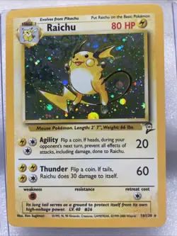Pokemon TCG Raichu Base Set 2 Holo Unlimited Holo Rare Card 16/130 - Image 1