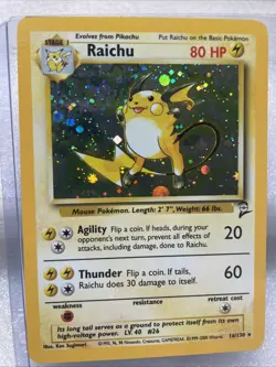 Pokemon TCG Raichu Base Set 2 Holo Unlimited Holo Rare Card 16/130 - Image 2