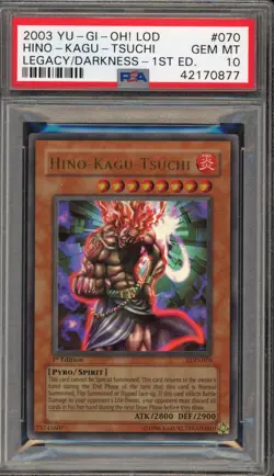 Yu-Gi-Oh! Hino-Kagu Tsuchi Legacy of Darkness 1st Edition LOD-070 PSA 10 - Image 1