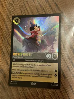 G1N D23 Expo EXCLUSIVE Disney Lorcana MICKEY MOUSE PLAYFUL SORCERER Promo Card - Image 1