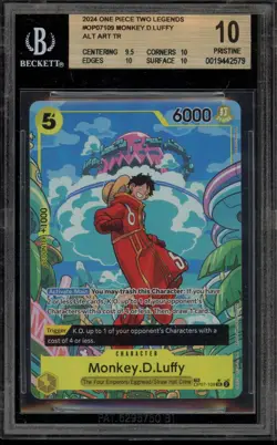 One Piece CCG Monkey.D.Luffy Two Legends Alternate Art OP07-109 BGS 10 Pristine - Image 1