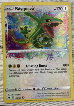 Rayquaza AMAZING RARE card 138/185 Sword & Shield Vivid Voltage 2020 Pokemon TCG - Image 1