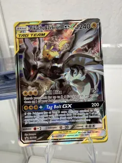 Pokemon Pikachu & Zekrom GX SM168 SMP Full Art Holo TAG TEAM Card NM - Image 1
