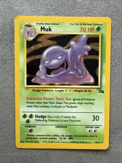 Pokemon TCG Fossil Unlimited Muk Holo Rare TCG Card 13/62 - Image 1