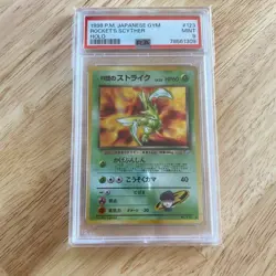 Pokemon Card 1998 Japanese Gym Rocket's Scyther Holo No.123 PSA 9 MINT Vintage - Image 1