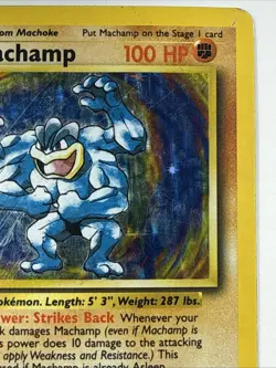 1999 Pokemon Base Set Machamp 1st Edition Holo Rare 8/102 100HP WOTC TCG Card - Image 3