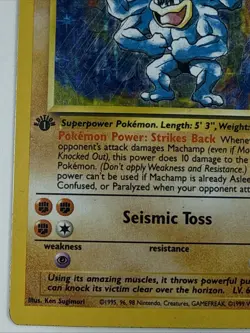 1999 Pokemon Base Set Machamp 1st Edition Holo Rare 8/102 100HP WOTC TCG Card - Image 5