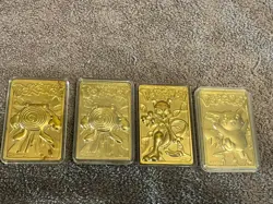 Lot Of 4 1999 Burger King 23k Gold Pokemon Cards Pikachu Mewtwo Poliwhirl X2 - Image 1