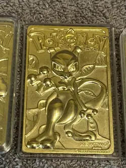 Lot Of 4 1999 Burger King 23k Gold Pokemon Cards Pikachu Mewtwo Poliwhirl X2 - Image 4