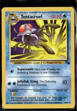 Pokemon Tentacruel 44/62 Fossil Non Holo Common 2 Card Lot LP - Image 1
