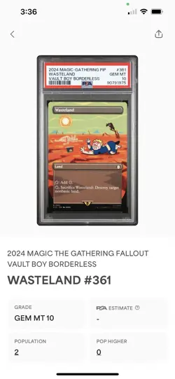 2024 MTG PIP Fallout - Wasteland; Vault Boy Borderless #361 PSA 10 - Image 3